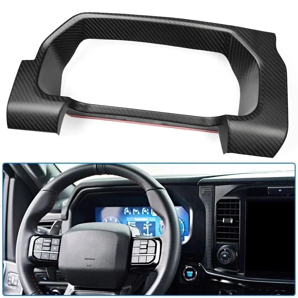 Real Carbon Fiber Gauge Cluster Trim Cover for 2024+ Ford F-150 & Raptor