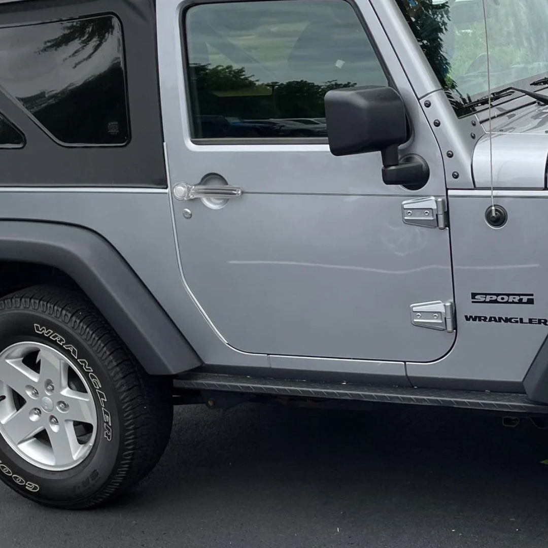 2007-2017 Jeep Wrangler, 08-13 Jeep Liberty, 2018 Jeep Wrangler JK, 07-12 Dodge Nitro No Smart Key 8 PCS Chrome Tape-on Patented Door Handle Cover