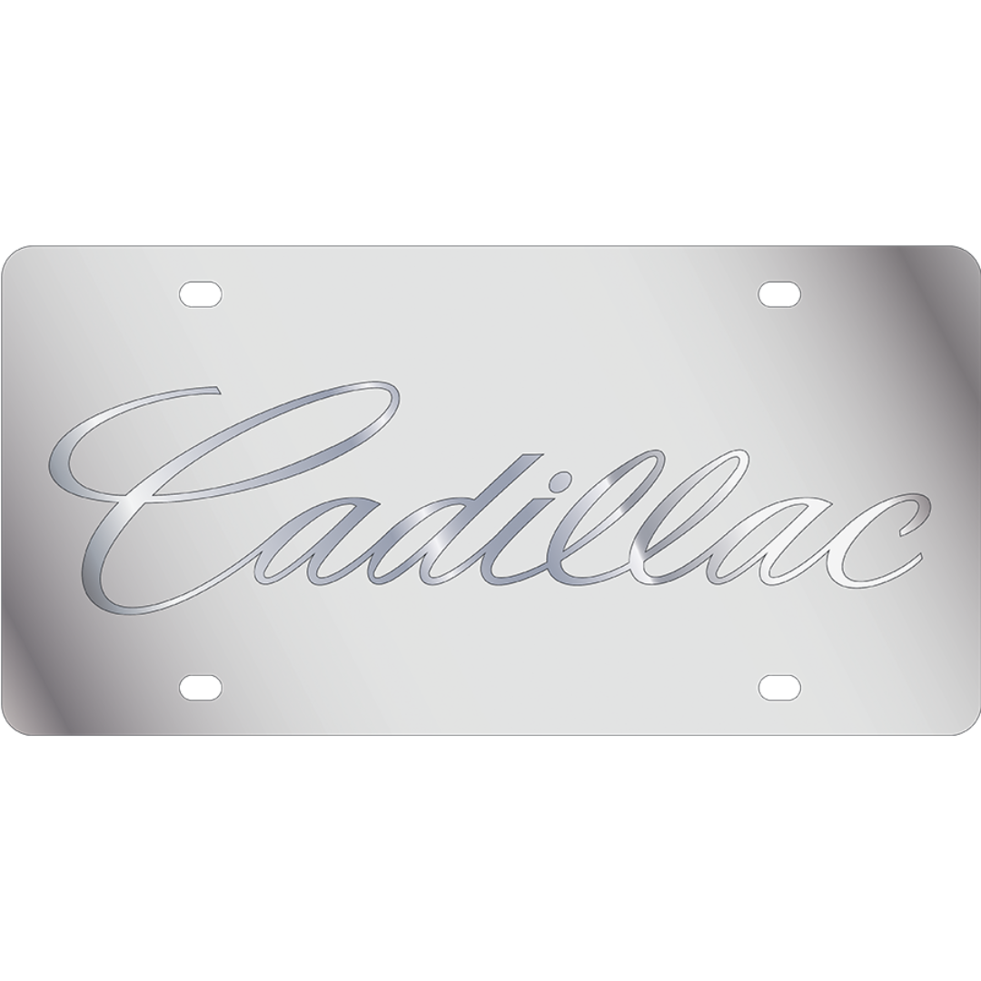 Cadillac Script Stainless Steel License Plate