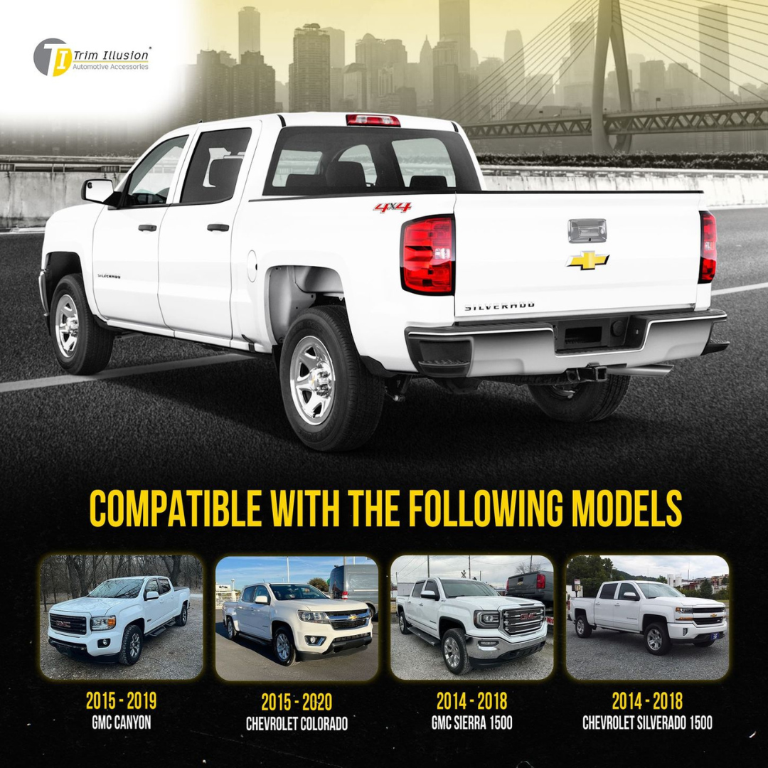 2014-2018 Chevrolet Silverado 1500, 14-20 Chevrolet Colorado, 14-18 GMC Sierra 1500, 15-19 GMC Canyon 2 PCS Chrome Tape-on Tailgate Handle Cover