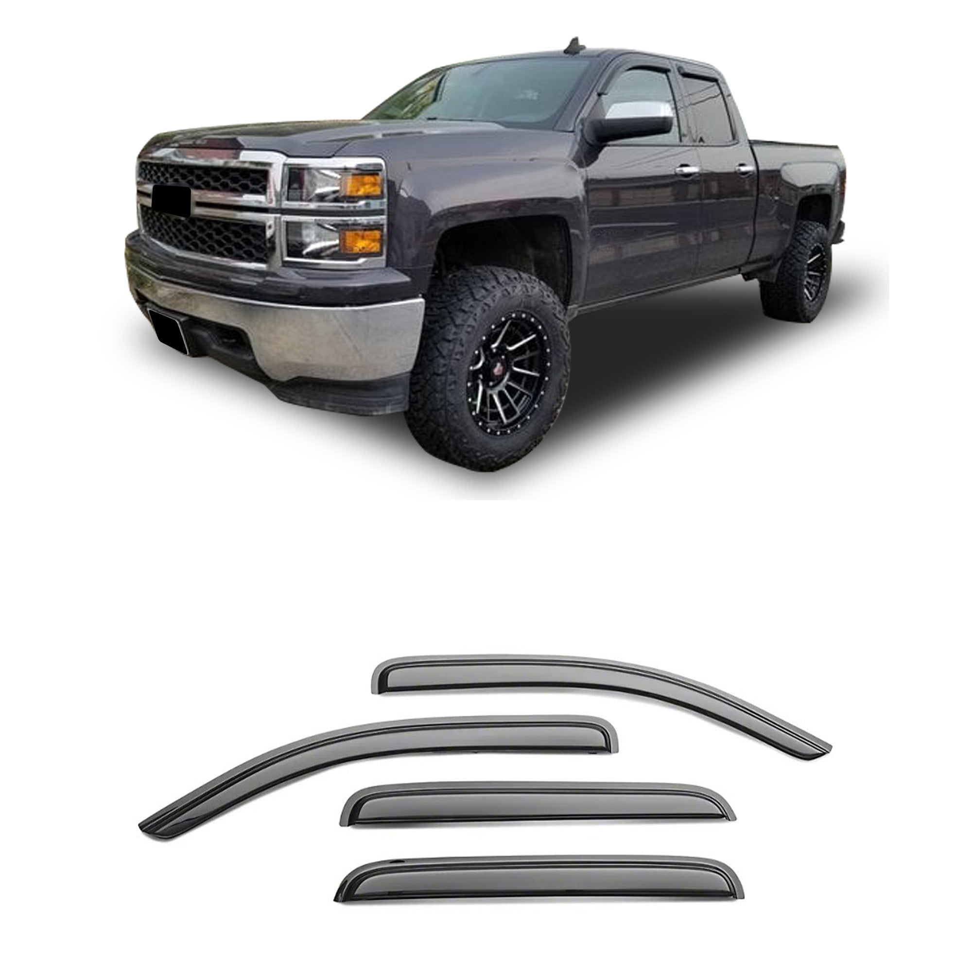2014-2019 Sierra 1500 Rain Guards Tape On | Black Horse Off Road - Image 1