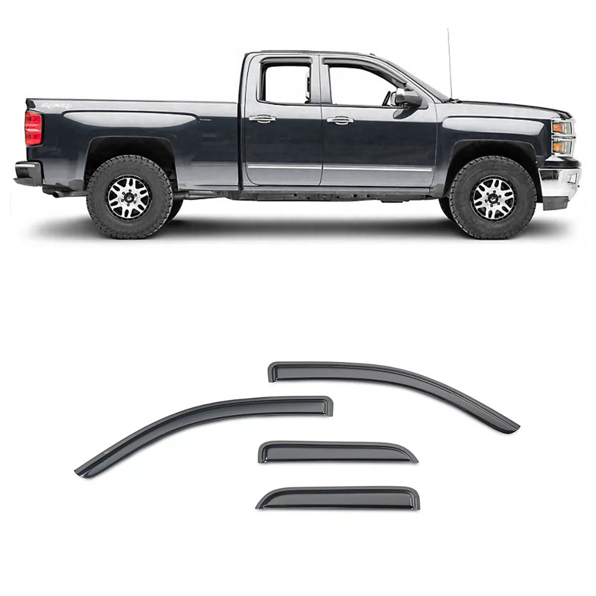 2014-2022 Sierra 1500 Rain Guards Tape On | Black Horse Off Road - Image 1
