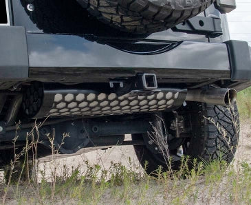 2007-2018 Jeep Wrangler JK - Muffler Cover Plain Hexagon | Black Powder Coat Finish-ACC-142133-corvette-store-online
