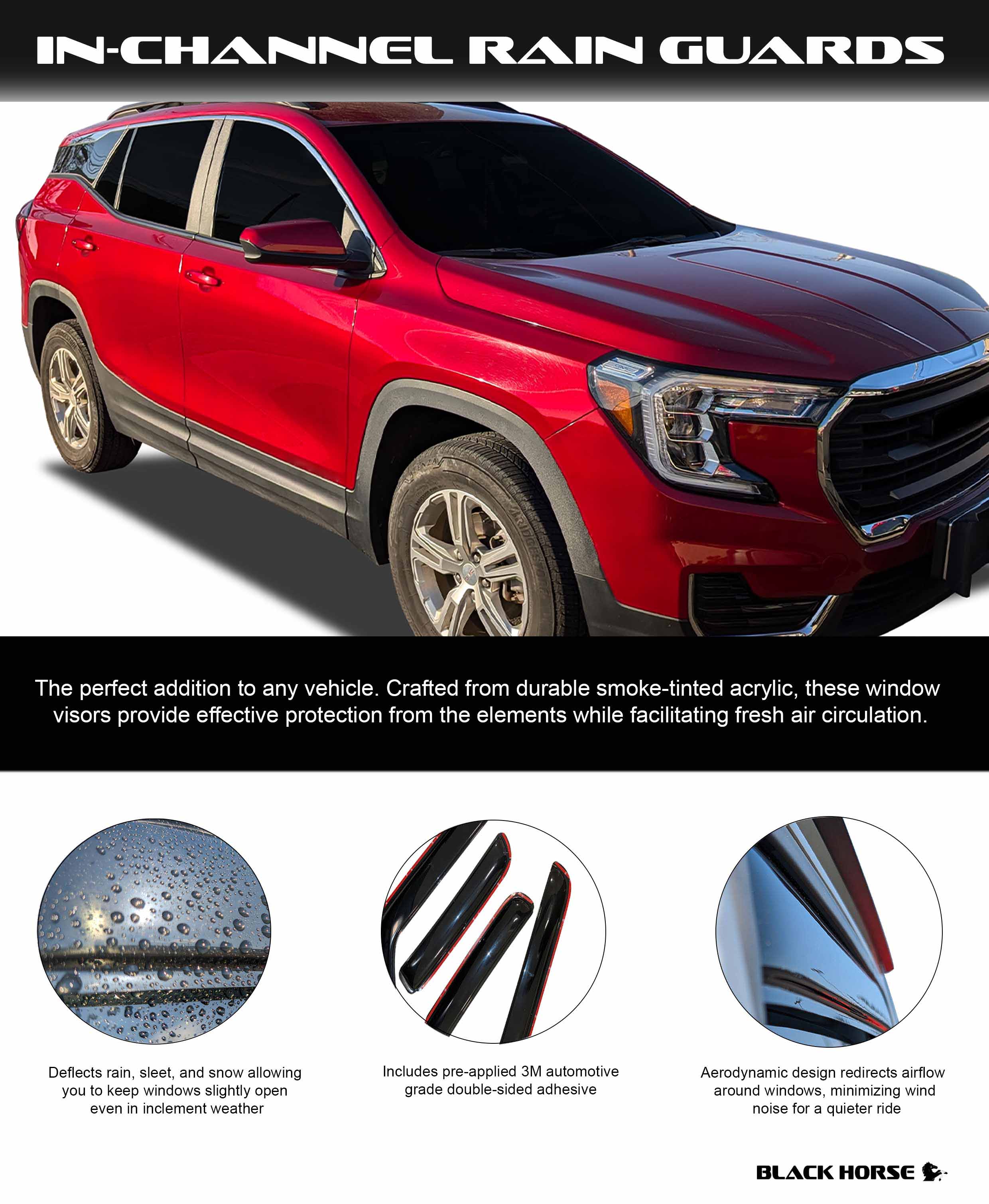 2020-2026 Ford Explorer Rain Guards In Channel | Black Horse Off Road - Image 3