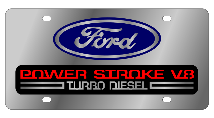2004 Ford Power Stroke V8 Stainless Steel License Plate