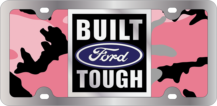 Ford Built Ford Tough Camo Stainless Steel License Plate