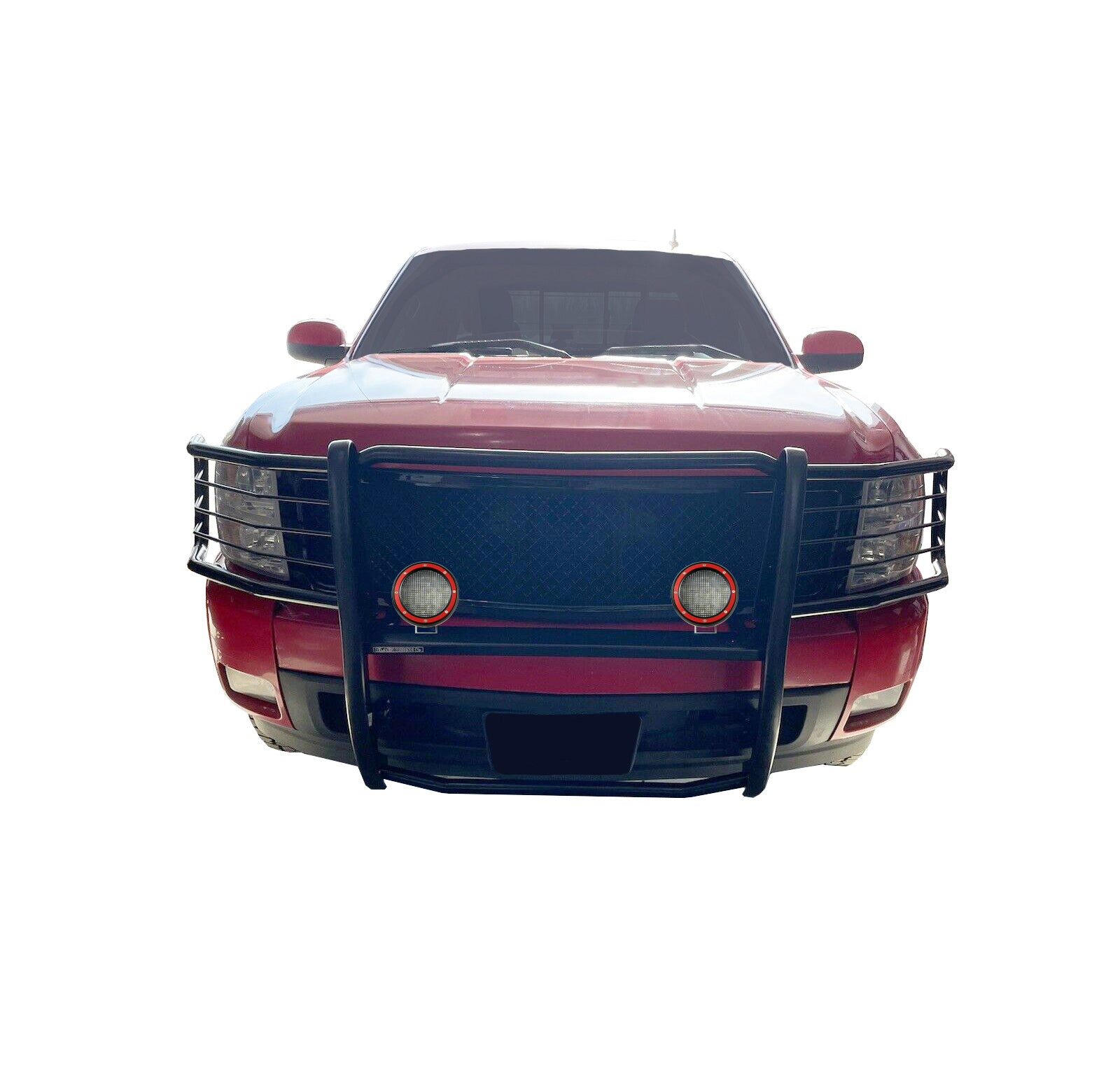 2007-2013 Chevrolet Silverado 1500 Grille Guard Kit Modular Pair of 5.3" Dia. LED Flood Lights w/ Red Trim Rings Wiring Harness and Switch | Black Horse Off Road - Image 10