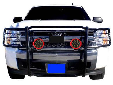2007-2014 Chevrolet Avalanche Grille Guard Kit Modular Incl. pair of 7.0"Dia. LED Lights w/Red Trim Rings w/ Wiring Harness and Switch | Black Horse Off Road - Image 6