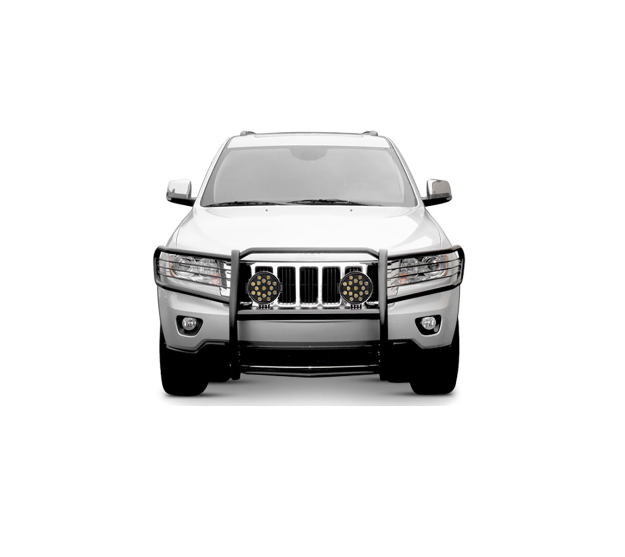 2005-2010 Jeep Grand Cherokee Grille Guard Kit Modular Incl. pair of 7.0"Dia. LED Lights w/ Black Trim Rings w/ Wiring Harness and Switch | Black Horse Off Road - Image 5