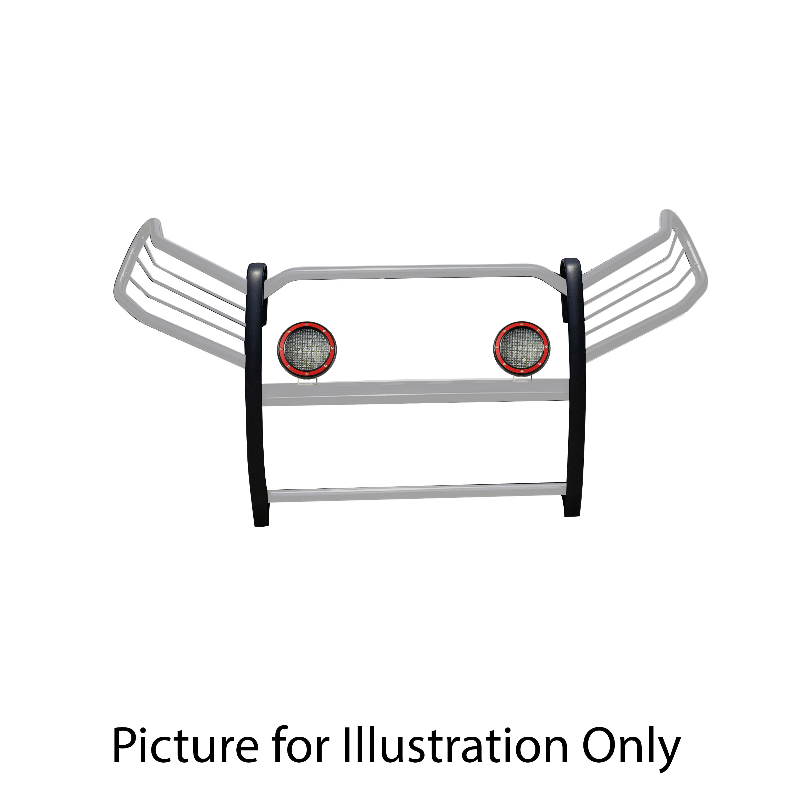2019-2024 Toyota Rav4 Grille Guard Kit Modular Pair of 5.3" Dia. LED Flood Lights w/ Red Trim Rings Wiring Harness and Switch | Black Horse Off Road - Image 9
