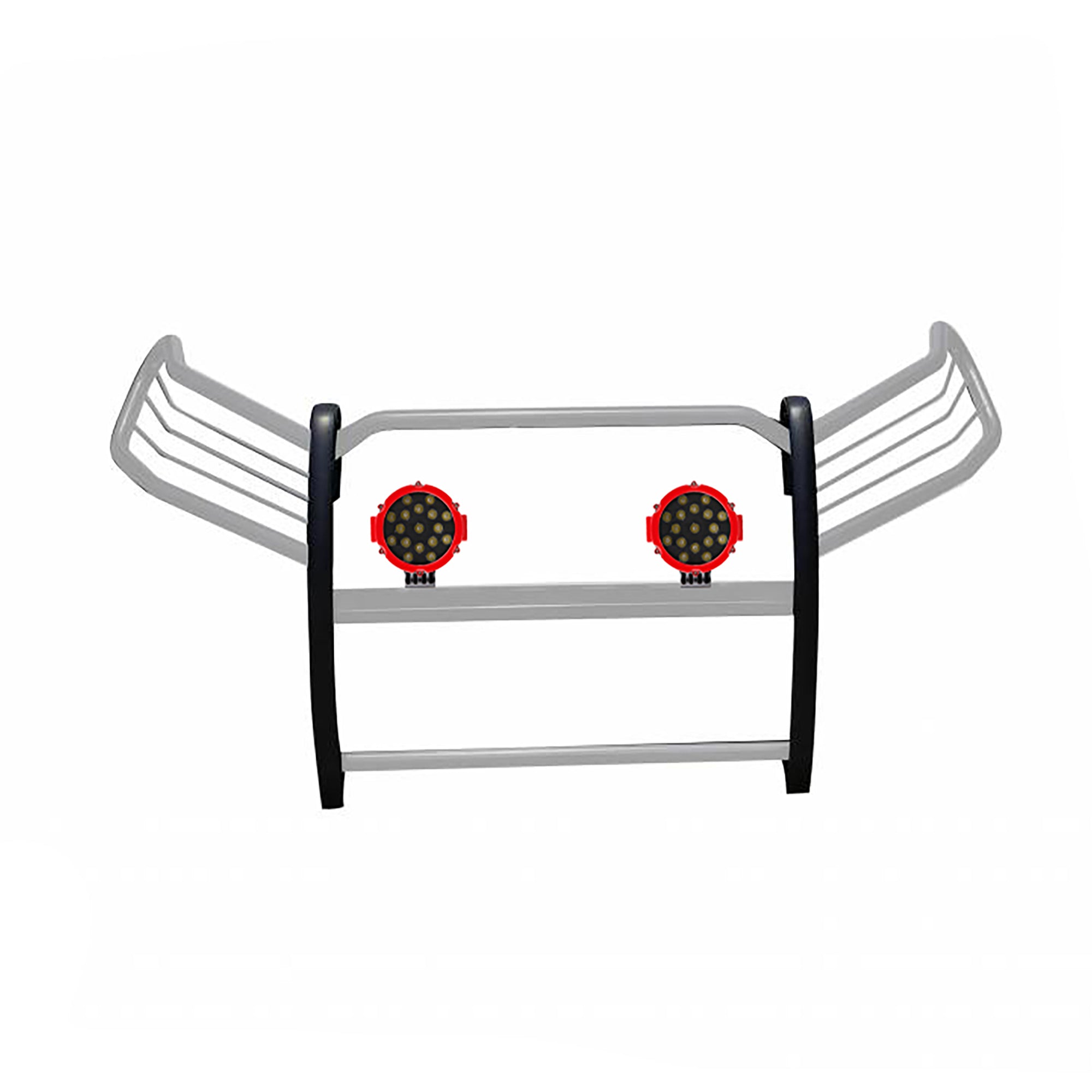 2019-2024 Toyota Rav4 Grille Guard Kit Modular Incl. pair of 7.0"Dia. LED Lights w/Red Trim Rings w/ Wiring Harness and Switch | Black Horse Off Road - Image 1