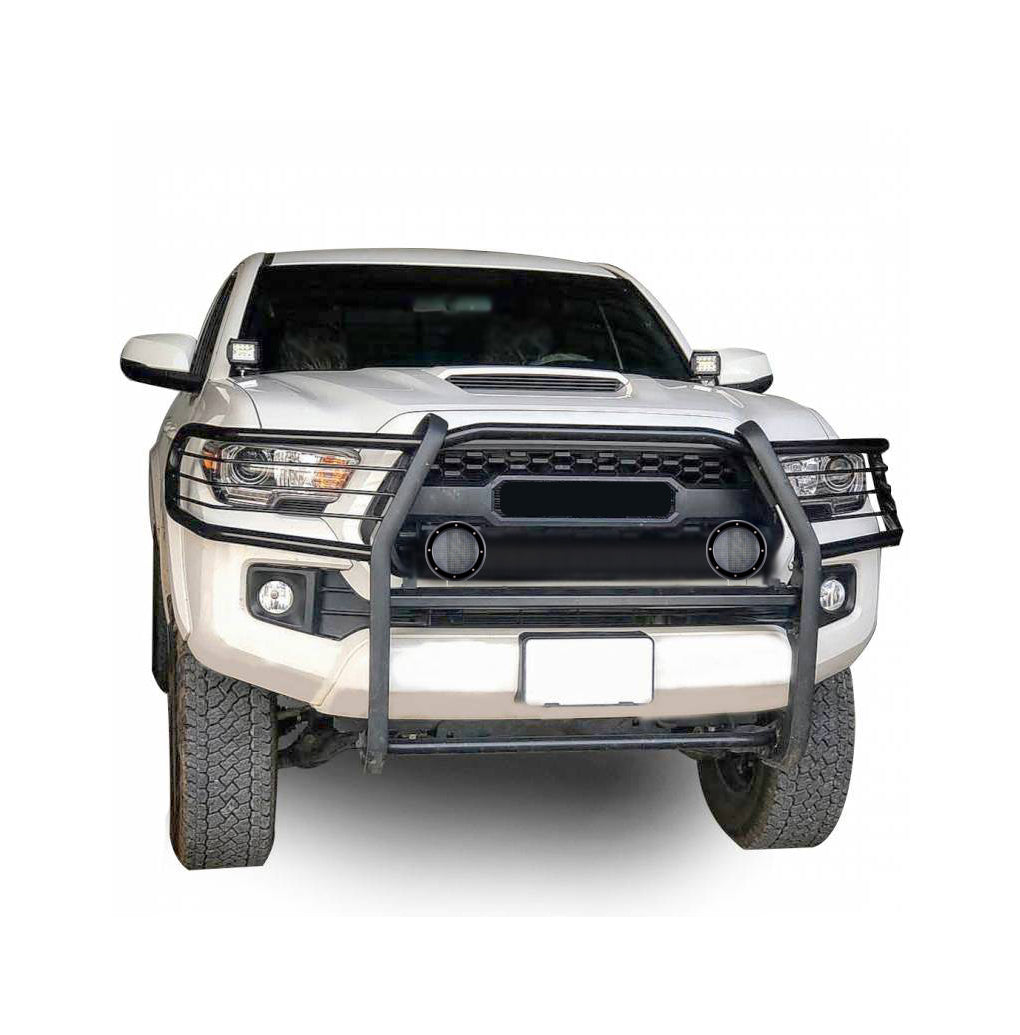 2016-2023 Toyota Tacoma Grille Guard Kit Modular Pair of 5.3" Dia. LED Flood Lights w/ Black Trim Rings Wiring Harness and Switch | Black Horse Off Road - Image 7