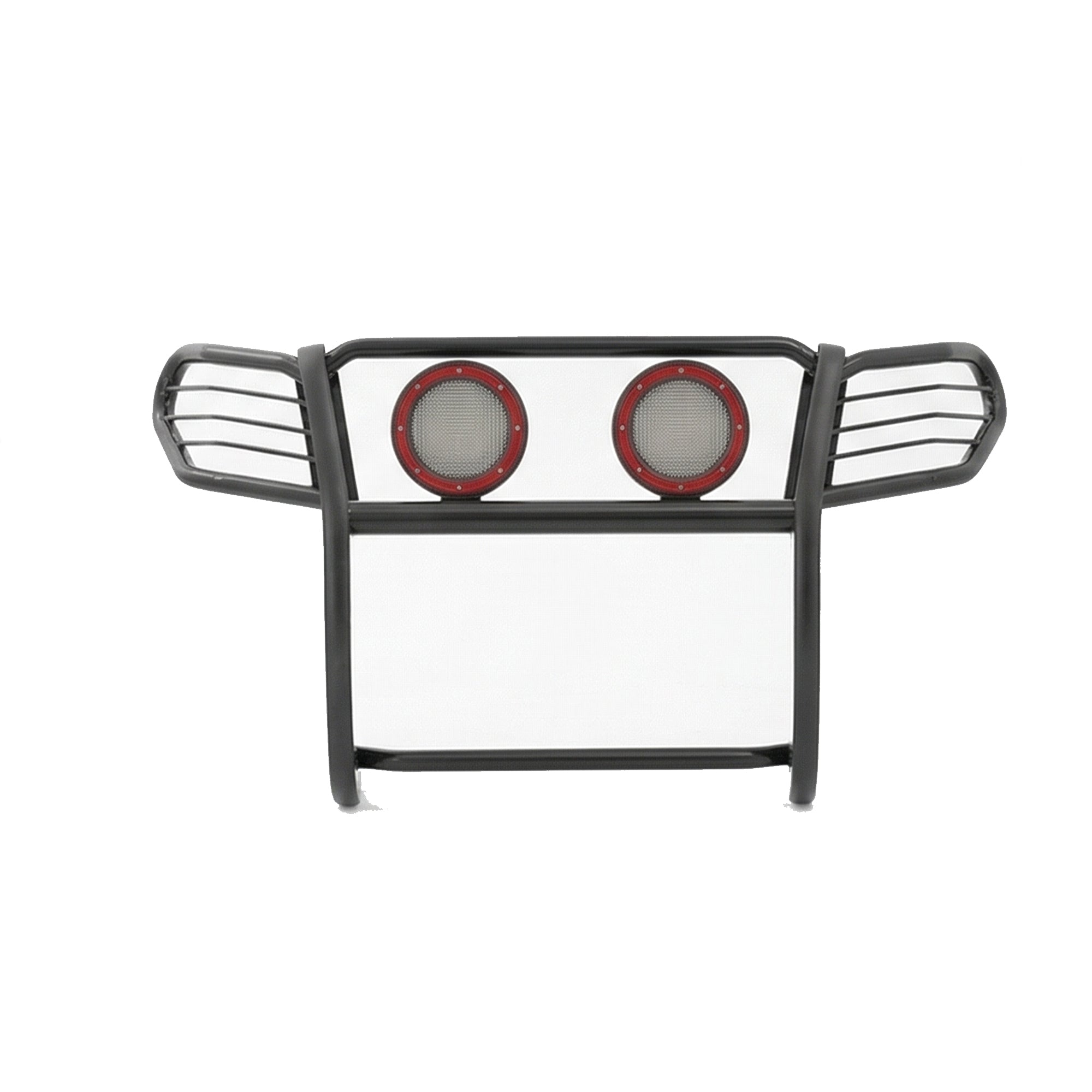 2005-2021 Nissan Frontier Grille Guard Kit Modular Pair of 5.3" Dia. LED Flood Lights w/ Red Trim Rings Wiring Harness and Switch | Black Horse Off Road - Image 3