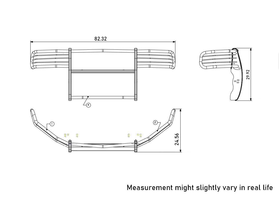2003-2005 Dodge Ram Ram 1500 Grille Guard Kit Modular Incl. pair of 7.0"Dia. LED Lights w/Red Trim Rings w/ Wiring Harness and Switch | Black Horse Off Road - Image 3