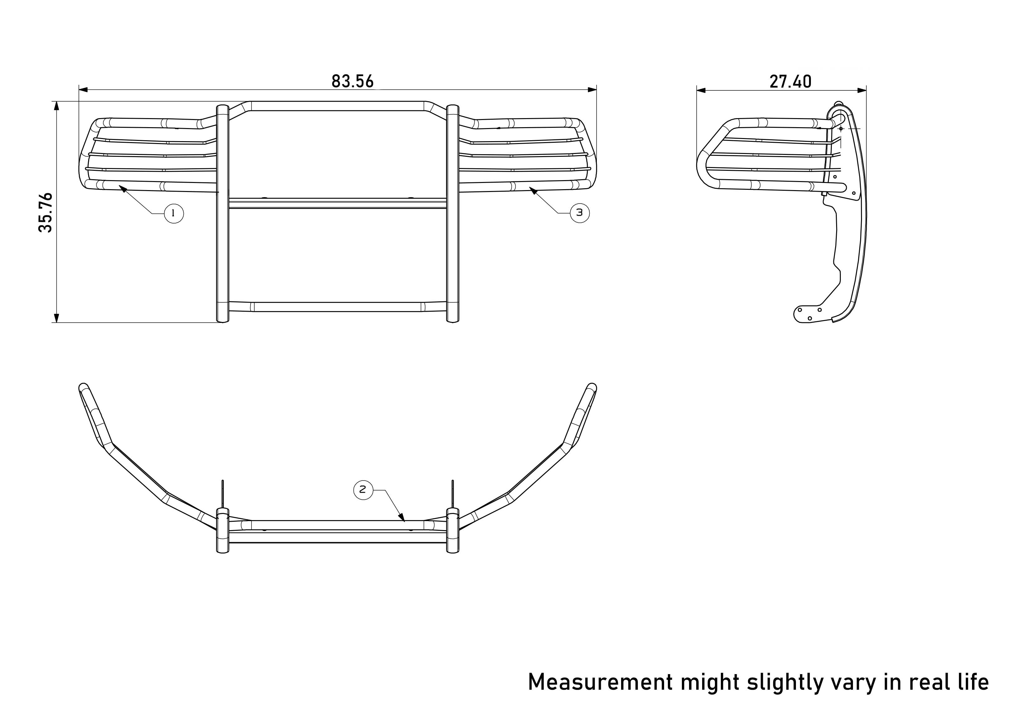 2009-2024 Dodge Ram 1500 Grille Guard Kit Modular Incl. pair of 7.0"Dia. LED Lights w/ Black Trim Rings w/ Wiring Harness and Switch | Black Horse Off Road - Image 3