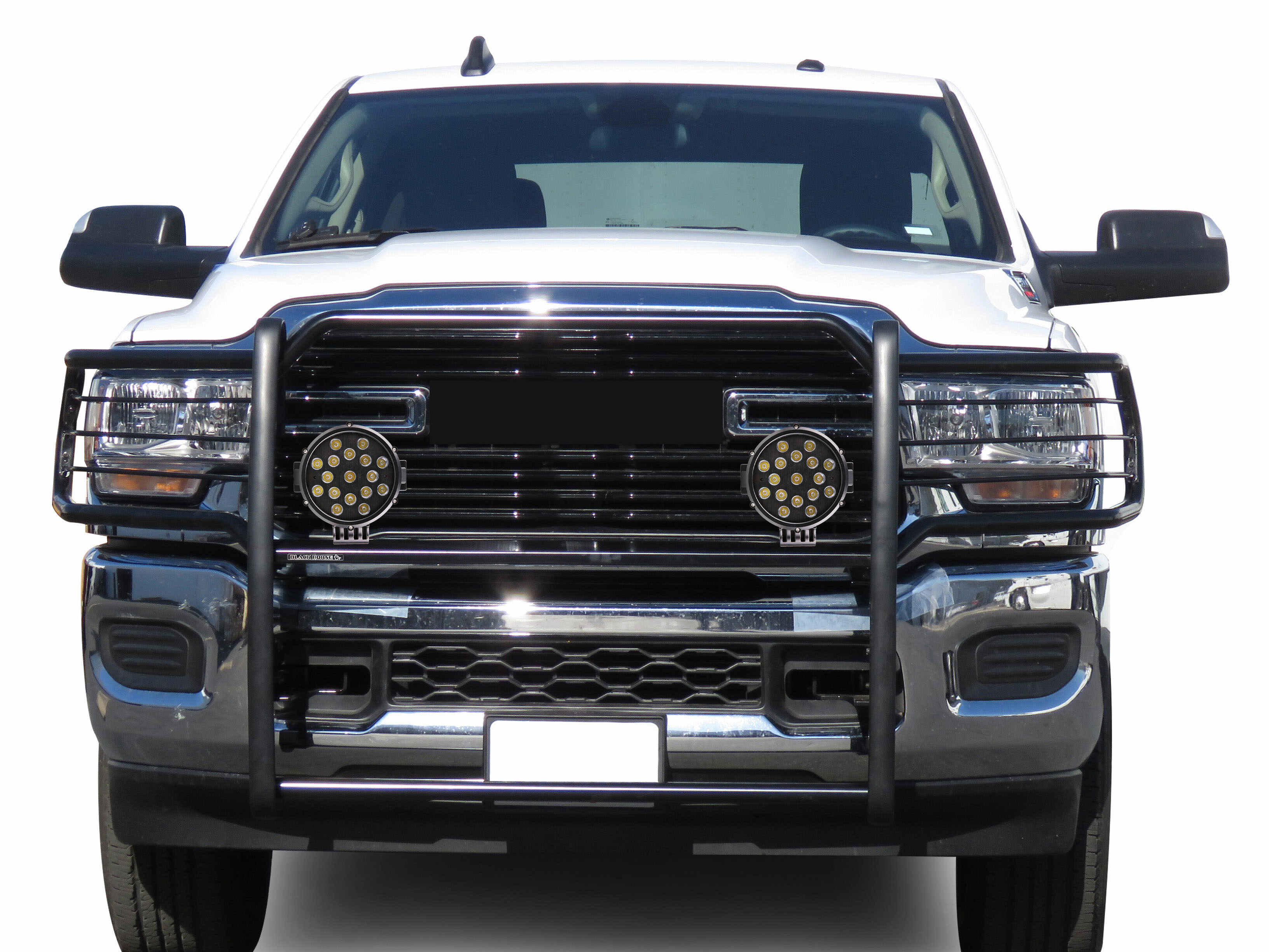 2019-2024 Dodge Ram 2500 Grille Guard Kit Modular Incl. pair of 7.0"Dia. LED Lights w/ Black Trim Rings w/ Wiring Harness and Switch | Black Horse Off Road - Image 6