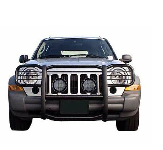 2002-2007 Jeep Liberty Grille Guard Kit Modular Pair of 5.3" Dia. LED Flood Lights w/ Black Trim Rings Wiring Harness and Switch | Black Horse Off Road - Image 9
