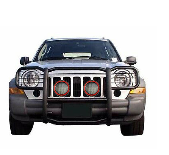 2002-2007 Jeep Liberty Grille Guard Kit Modular Pair of 5.3" Dia. LED Flood Lights w/ Red Trim Rings Wiring Harness and Switch | Black Horse Off Road - Image 10