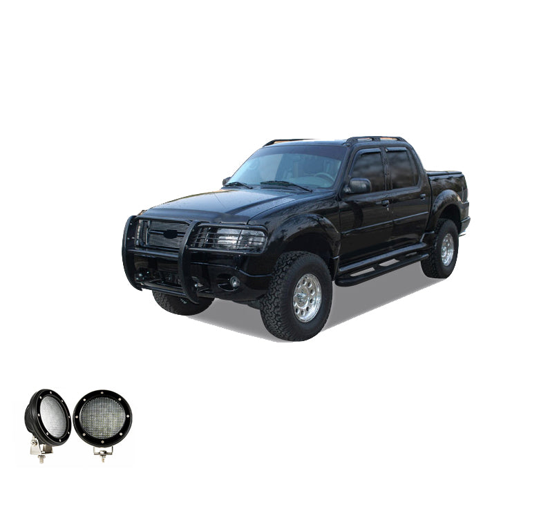 1995-2001 Ford Explorer / Mercury Mountaineer Grille Guard Kit Modular Pair of 5.3" Dia. LED Flood Lights w/ Black Trim Rings Wiring Harness and Switch | Black Horse Off Road - Image 5