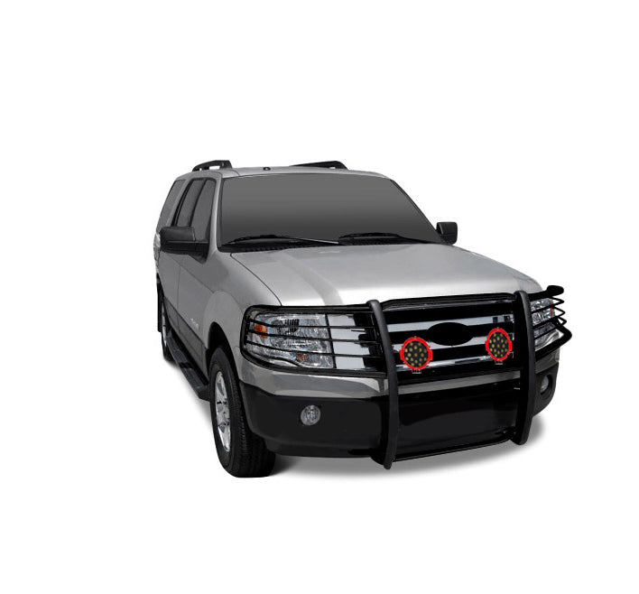 1995-2001 Ford Explorer / Mercury Mountaineer Grille Guard Kit Modular Incl. pair of 7.0"Dia. LED Lights w/Red Trim Rings w/ Wiring Harness and Switch | Black Horse Off Road - Image 3
