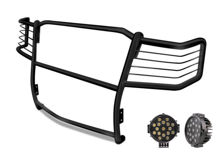 1999-2007 Ford F-250 Super Duty Grille Guard Kit Modular Incl. pair of 7.0"Dia. LED Lights w/ Black Trim Rings w/ Wiring Harness and Switch | Black Horse Off Road - Image 4
