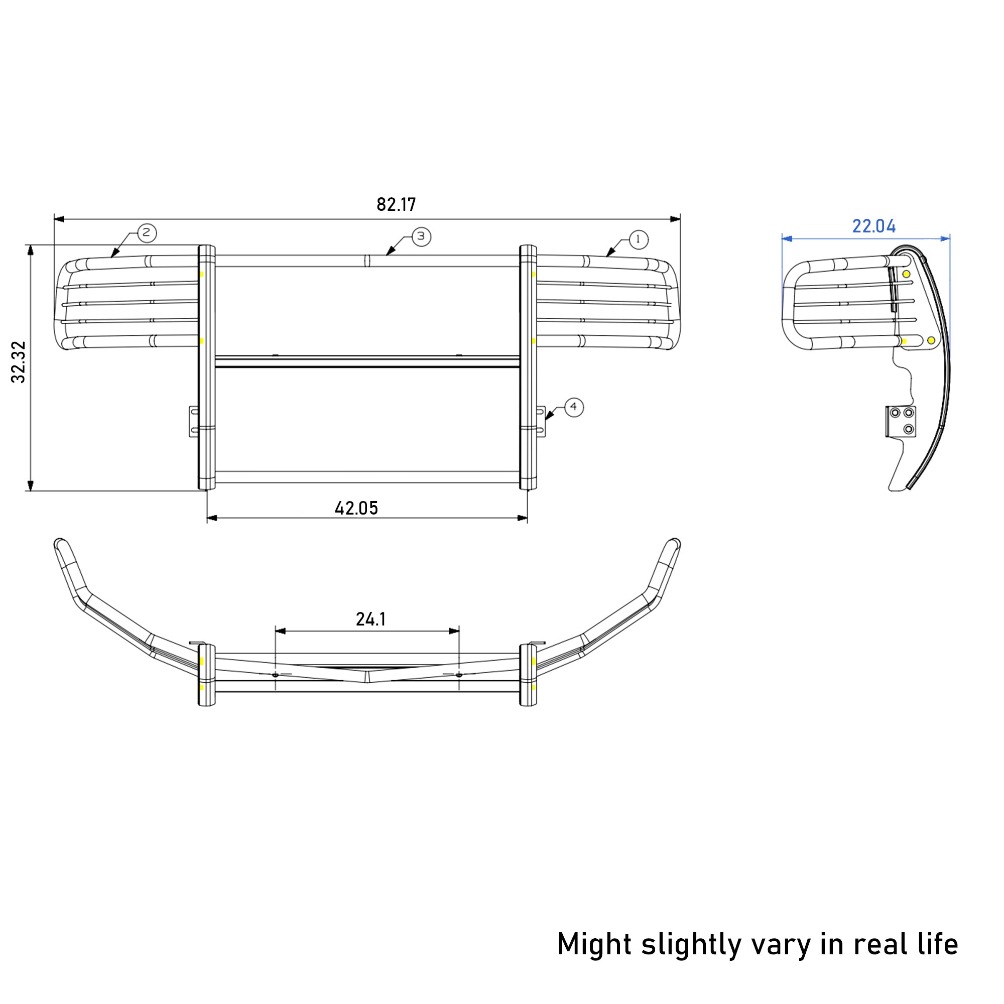 1999-2007 Ford F-250 Super Duty Grille Guard Kit Modular Pair of 5.3" Dia. LED Flood Lights w/ Red Trim Rings Wiring Harness and Switch | Black Horse Off Road - Image 6