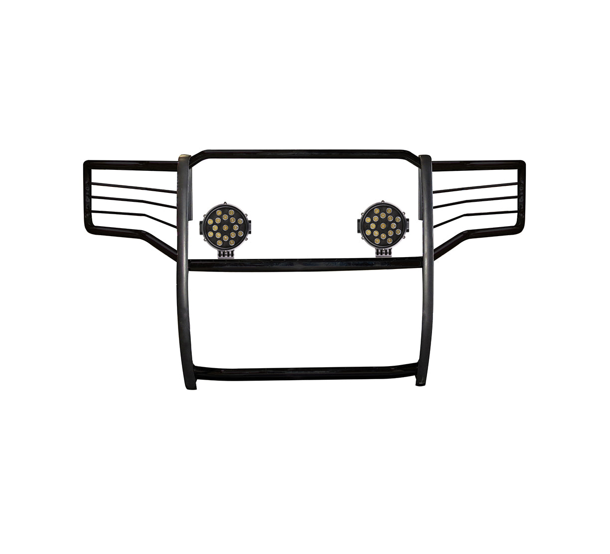 2011-2016 Ford F-250 Super Duty Grille Guard Kit Modular Incl. pair of 7.0"Dia. LED Lights w/ Black Trim Rings w/ Wiring Harness and Switch | Black Horse Off Road - Image 4