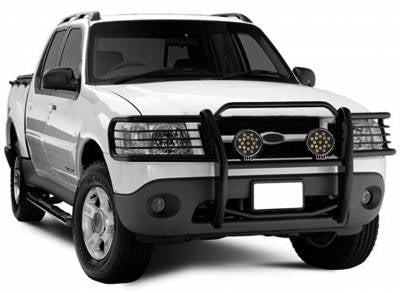 2001-2005 Ford Explorer Sport Grille Guard Kit Modular Incl. pair of 7.0"Dia. LED Lights w/ Black Trim Rings w/ Wiring Harness and Switch | Black Horse Off Road - Image 3
