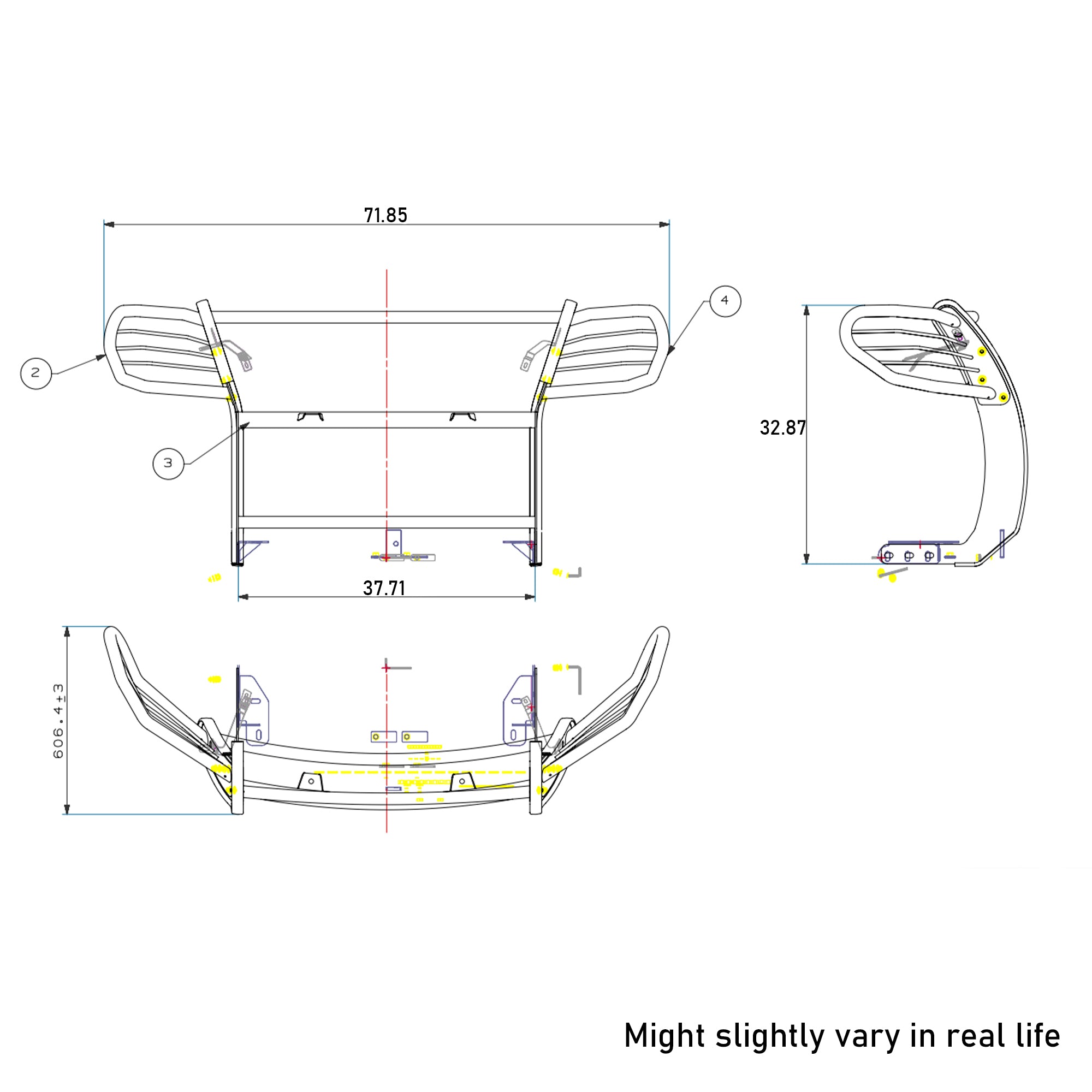 2011-2015 Ford Explorer Grille Guard Kit Modular Pair of 5.3" Dia. LED Flood Lights w/ Black Trim Rings Wiring Harness and Switch | Black Horse Off Road - Image 2