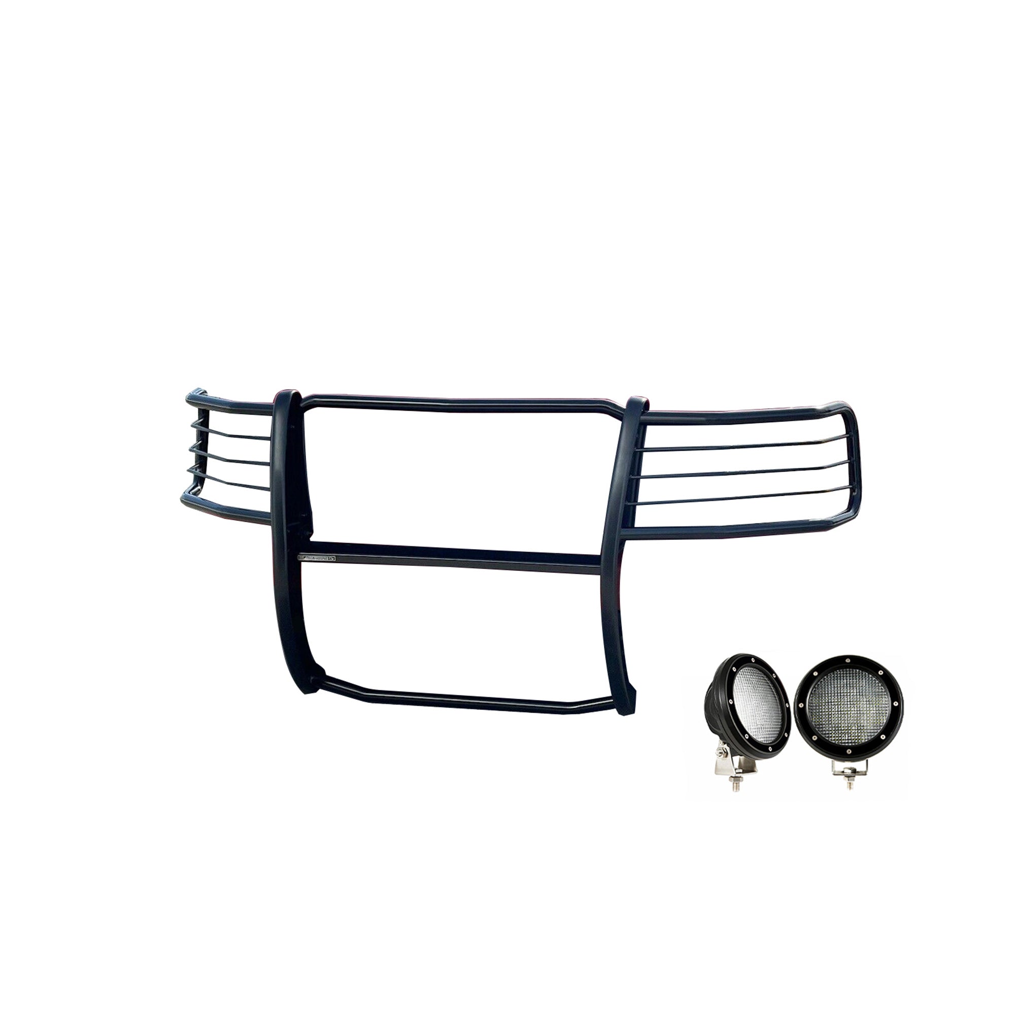 2004-2008 Ford F-150 Grille Guard Kit Modular Pair of 5.3" Dia. LED Flood Lights w/ Black Trim Rings Wiring Harness and Switch | Black Horse Off Road - Image 9