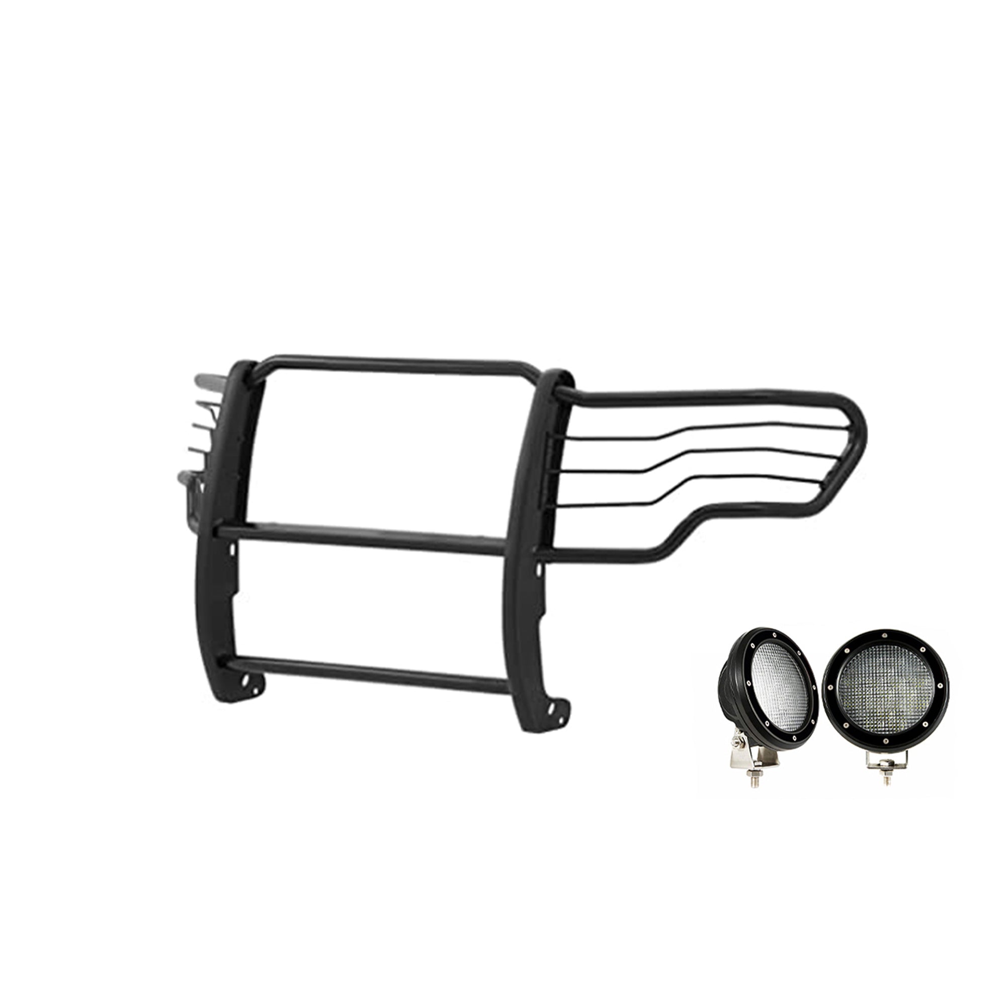2009-2014 Ford F-150 Grille Guard Kit Modular Pair of 5.3" Dia. LED Flood Lights w/ Black Trim Rings Wiring Harness and Switch | Black Horse Off Road - Image 9