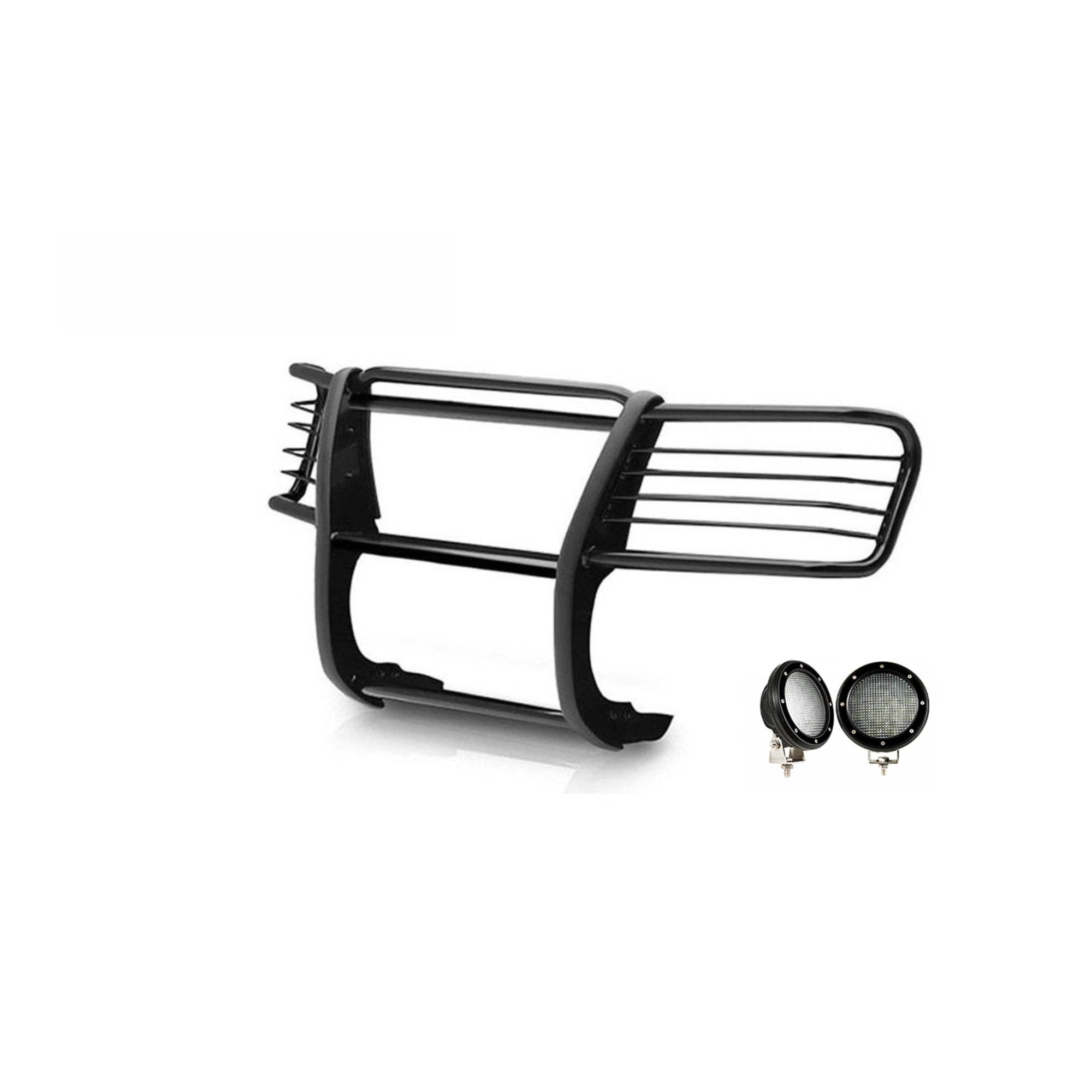2002-2006 Gmc Envoy Grille Guard Kit Modular Pair of 5.3" Dia. LED Flood Lights w/ Black Trim Rings Wiring Harness and Switch | Black Horse Off Road - Image 9