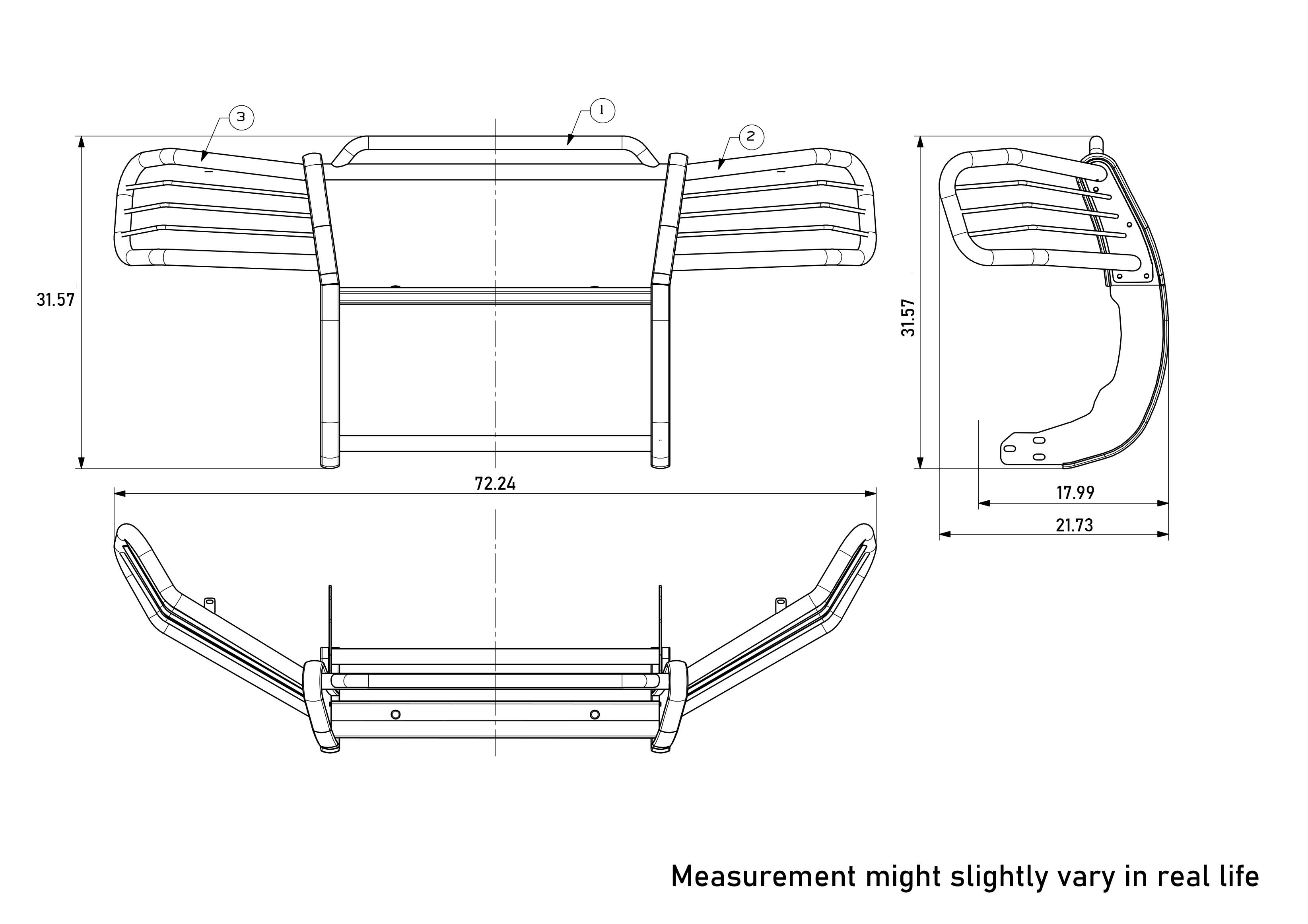 2002-2009 Gmc Envoy Grille Guard Kit Modular Incl. pair of 7.0"Dia. LED Lights w/ Black Trim Rings w/ Wiring Harness and Switch | Black Horse Off Road - Image 2