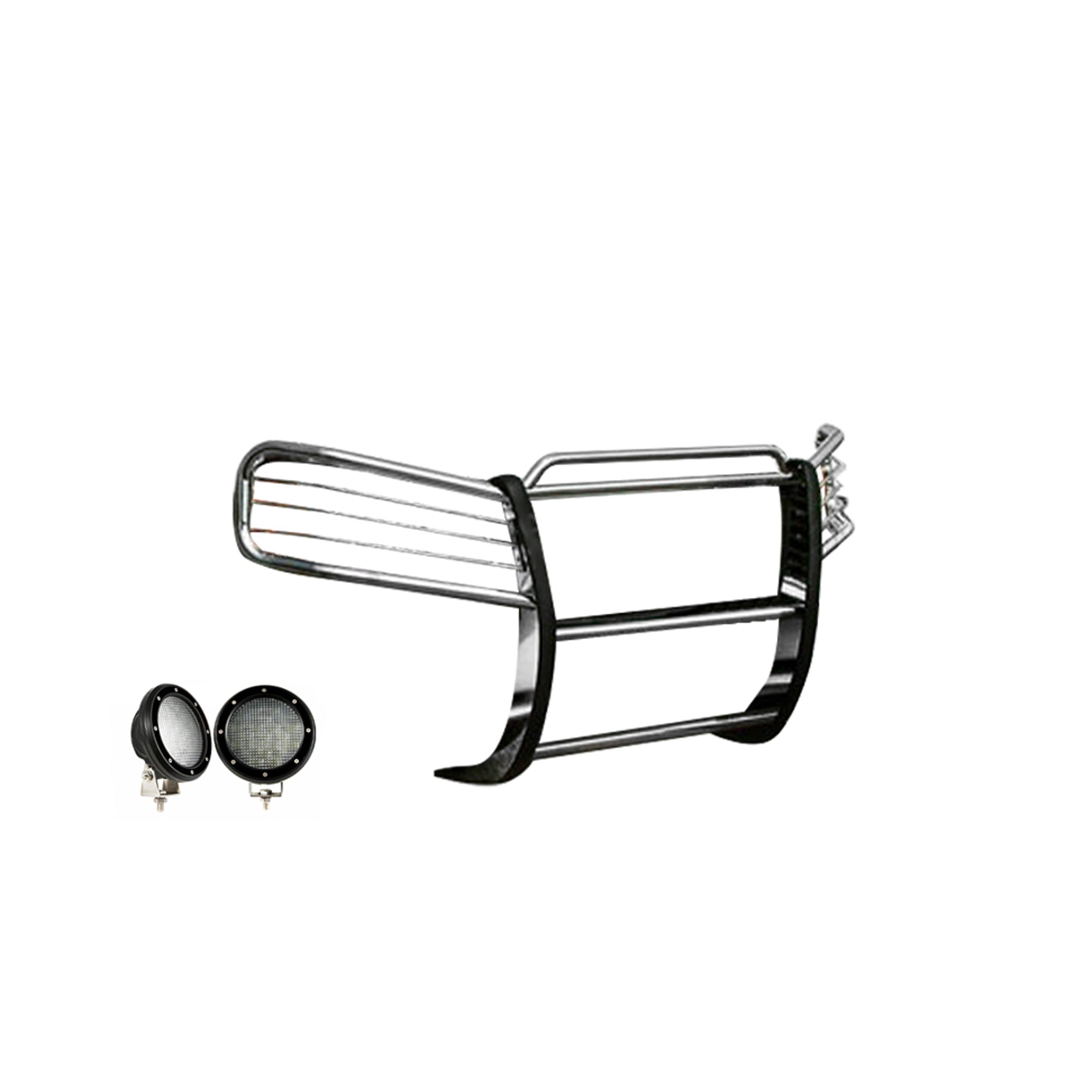 2002-2009 Gmc Envoy Grille Guard Kit Modular Pair of 5.3" Dia. LED Flood Lights w/ Black Trim Rings Wiring Harness and Switch | Black Horse Off Road - Image 7