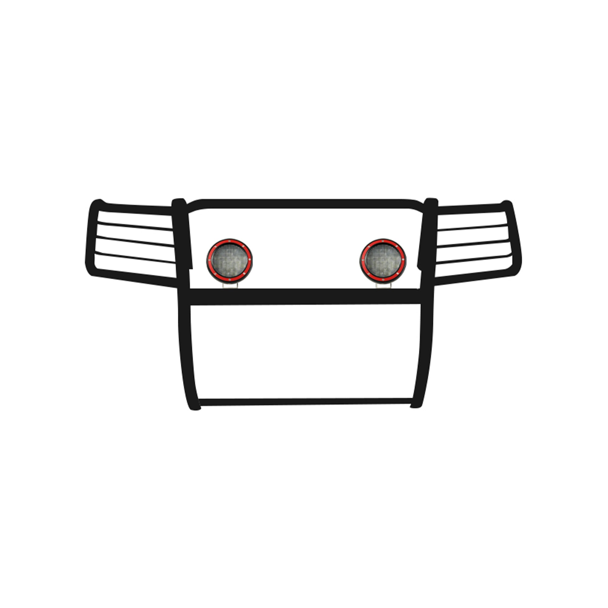 2007-2013 Gmc Sierra 1500 Grille Guard Kit Modular Pair of 5.3" Dia. LED Flood Lights w/ Red Trim Rings Wiring Harness and Switch | Black Horse Off Road - Image 7