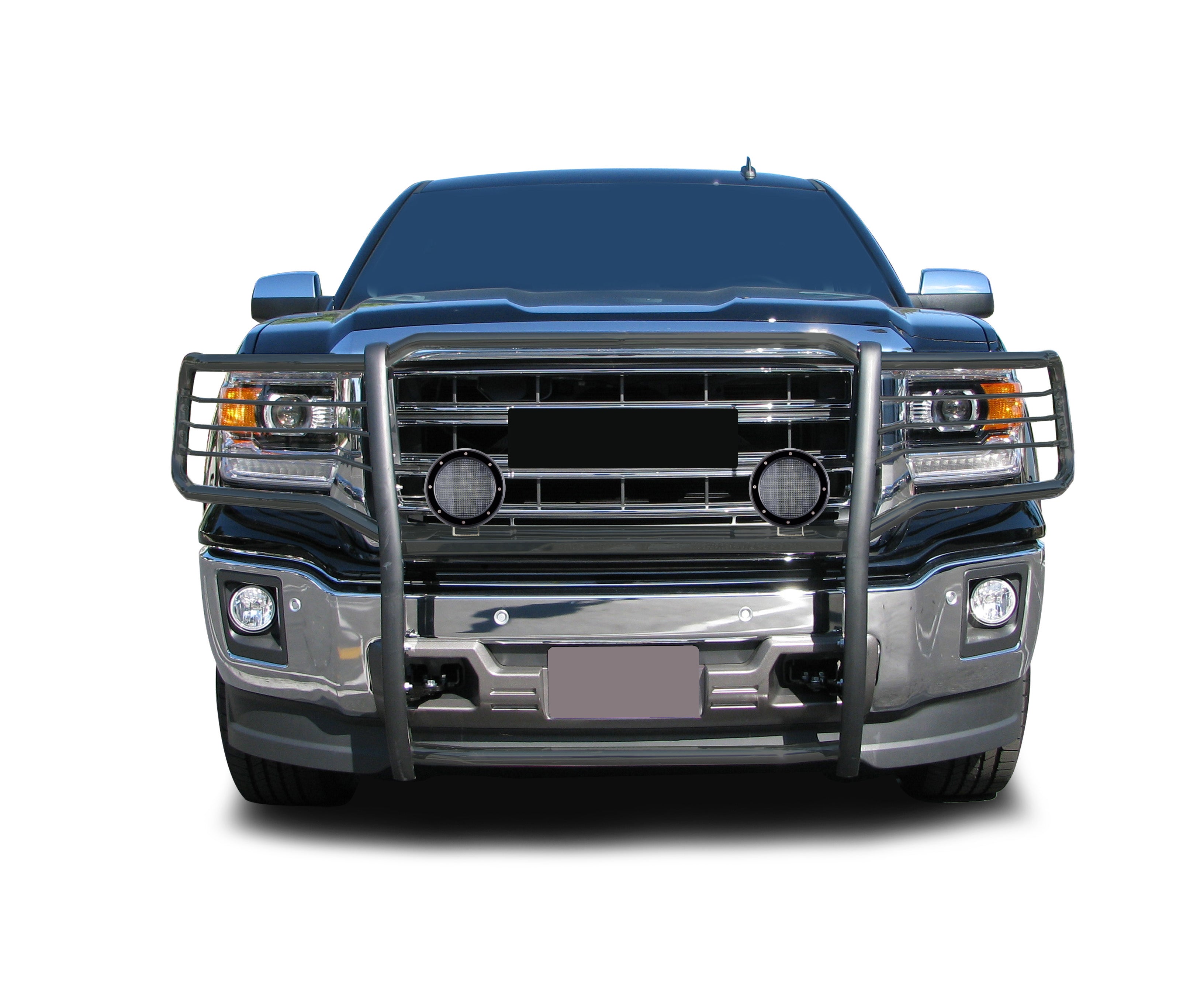 2014-2022 Gmc Sierra 1500 Grille Guard Kit Modular Pair of 5.3" Dia. LED Flood Lights w/ Black Trim Rings Wiring Harness and Switch | Black Horse Off Road - Image 7