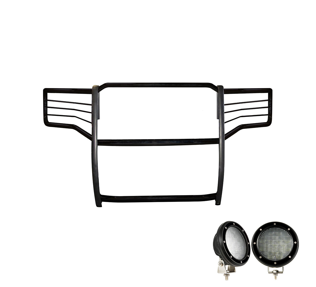 2015-2019 Gmc Sierra 2500 Hd Grille Guard Kit Modular Pair of 5.3" Dia. LED Flood Lights w/ Black Trim Rings Wiring Harness and Switch | Black Horse Off Road - Image 7