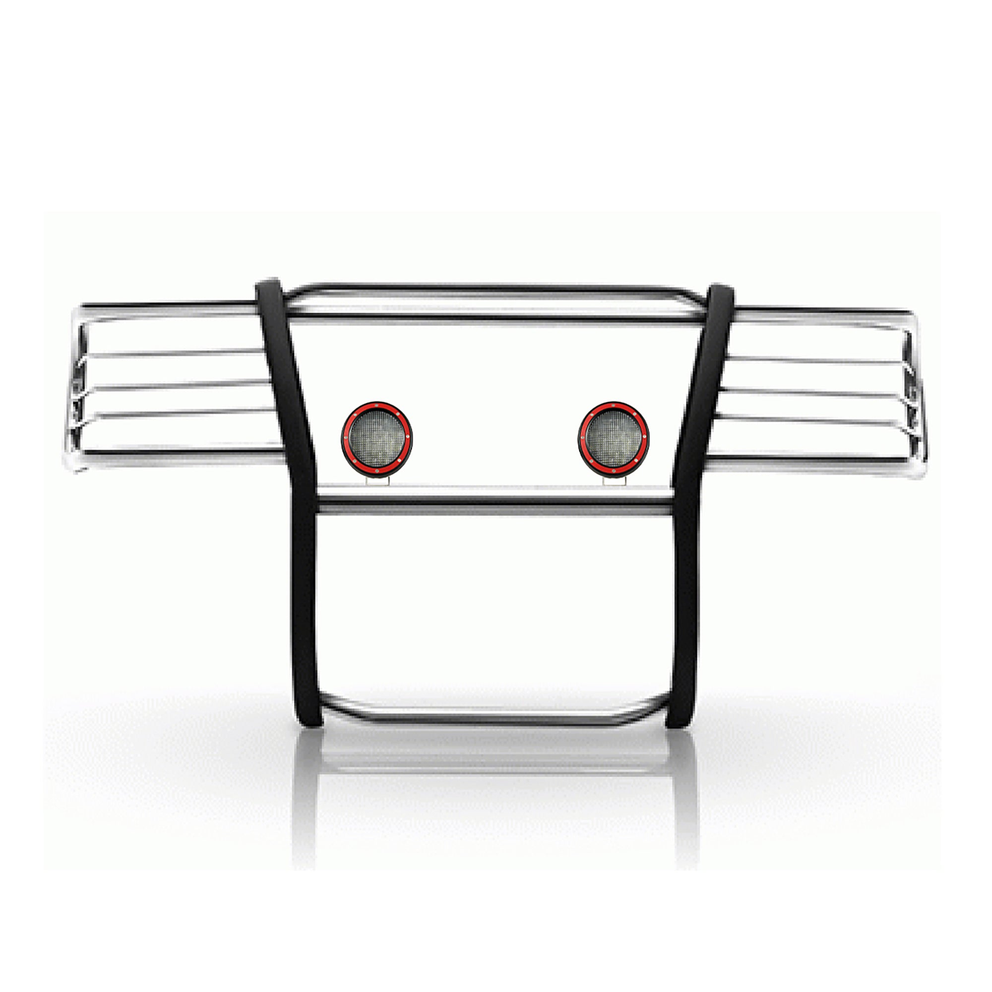 1999-2006 Silverado 1500 Grille Guard Kit Modular Pair of 5.3" Dia. LED Flood Lights w/ Red Trim Rings Wiring Harness and Switch | Black Horse Off Road - Image 5