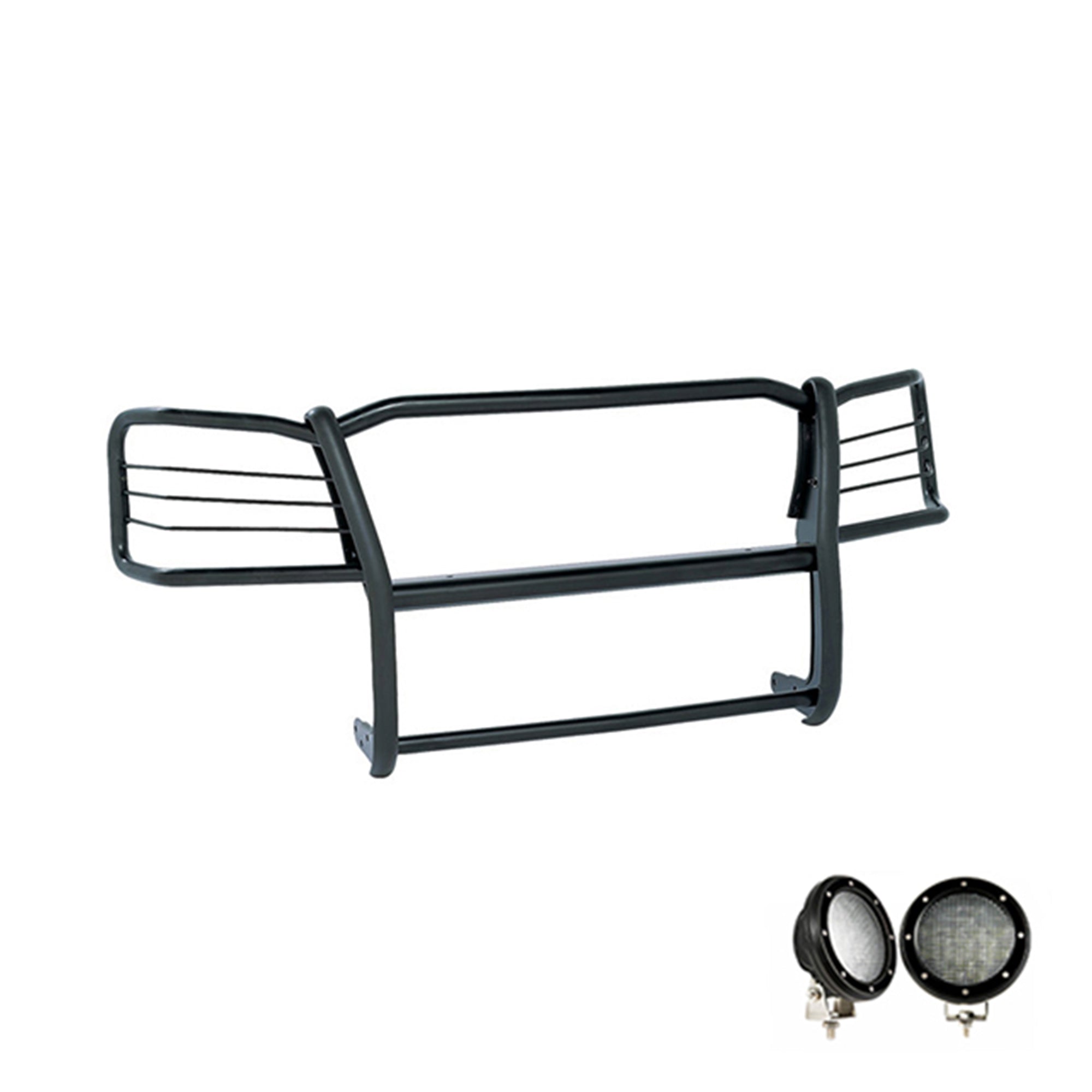2003-2007 Chevrolet Avalanche 1500 Grille Guard Kit Modular Pair of 5.3" Dia. LED Flood Lights w/ Black Trim Rings Wiring Harness and Switch | Black Horse Off Road - Image 7