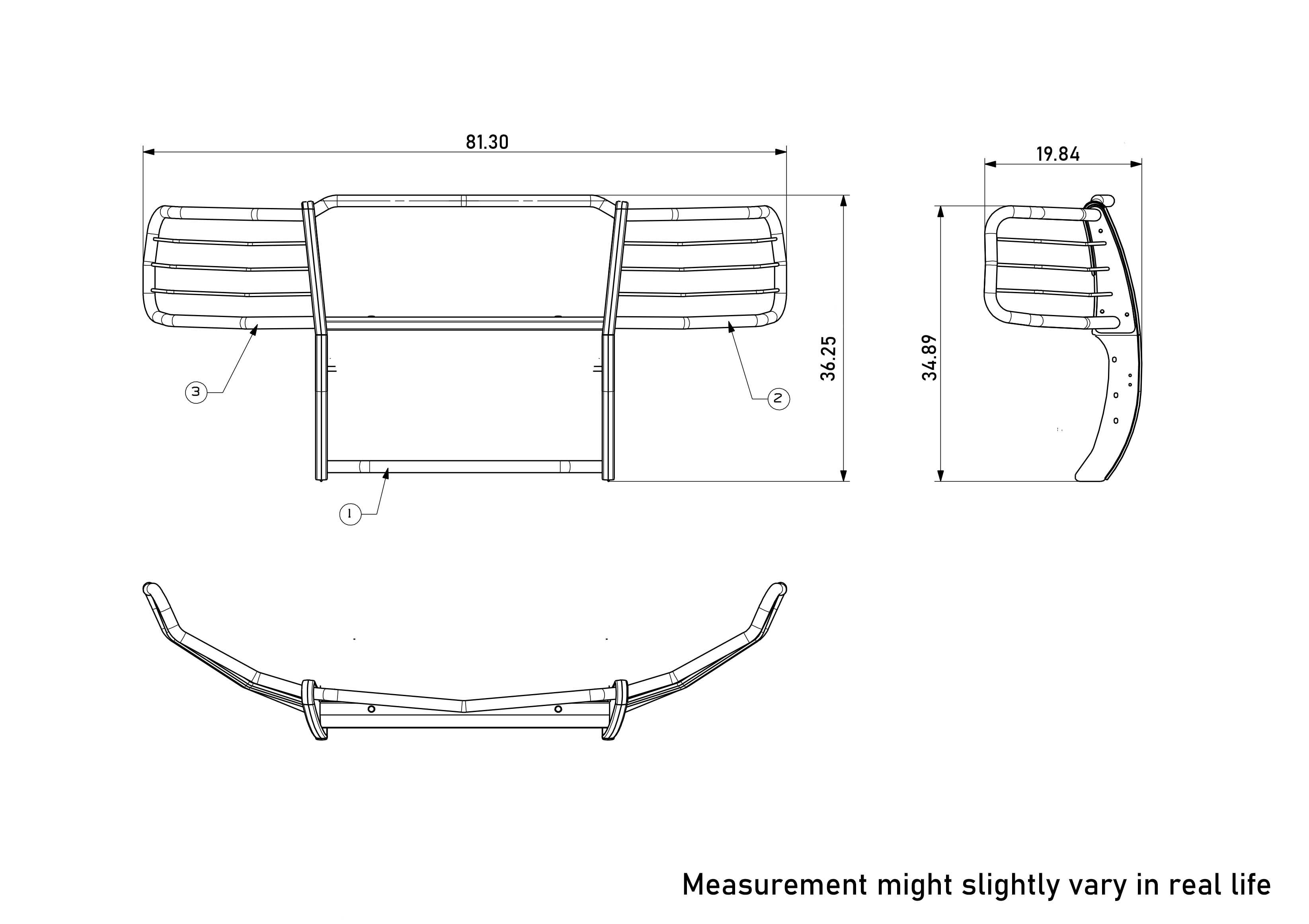 2014-2019 Chevrolet Silverado 1500 Grille Guard Kit Modular Pair of 5.3" Dia. LED Flood Lights w/ Red Trim Rings Wiring Harness and Switch | Black Horse Off Road - Image 3
