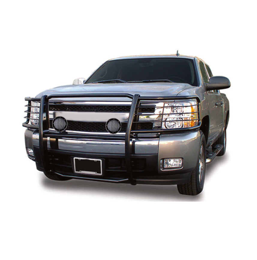 2015-2019 Chevrolet Silverado 2500 Hd Grille Guard Kit Modular Pair of 5.3" Dia. LED Flood Lights w/ Black Trim Rings Wiring Harness and Switch | Black Horse Off Road - Image 1