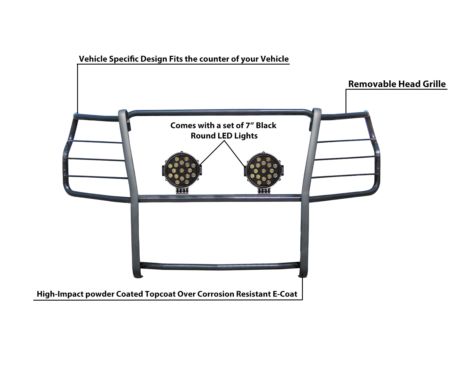 2020-2024 Chevrolet Silverado 2500 Hd Grille Guard Kit Modular | Black Horse Off Road - Image 2
