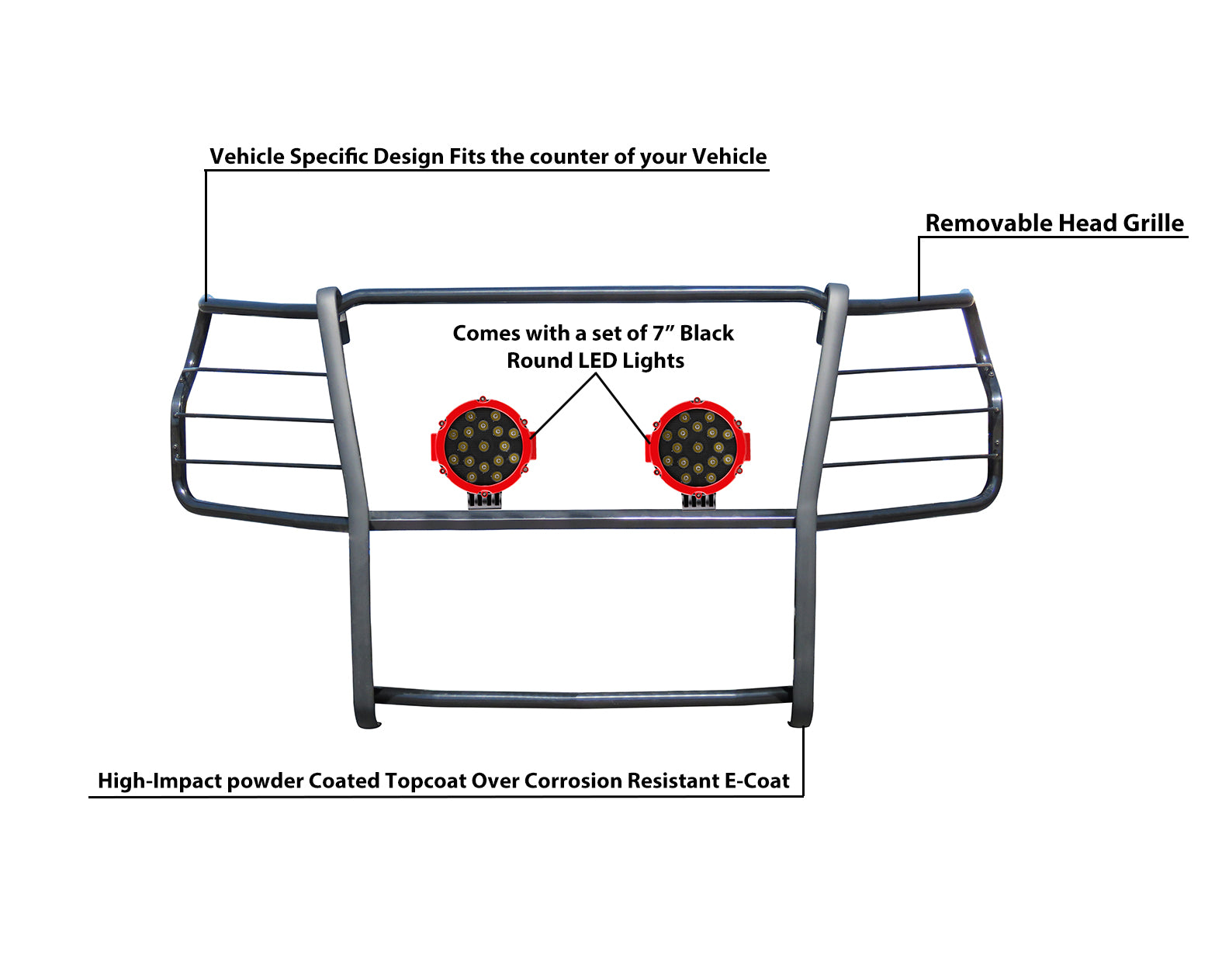 2020-2024 Chevrolet Silverado 2500 Hd Grille Guard Kit Modular | Black Horse Off Road - Image 8