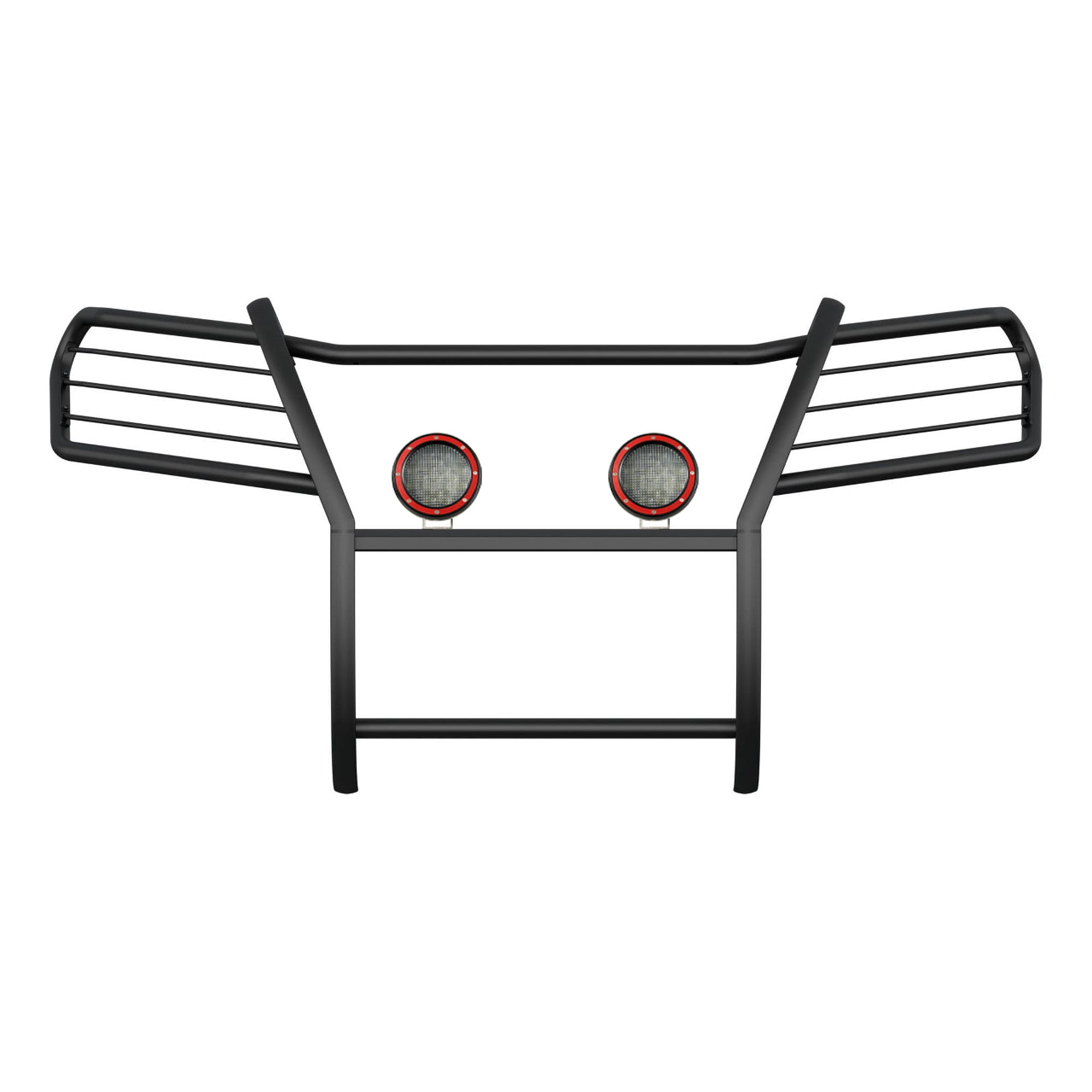2016-2019 Honda Ridgeline Grille Guard Kit Modular Pair of 5.3" Dia. LED Flood Lights w/ Red Trim Rings Wiring Harness and Switch | Black Horse Off Road - Image 8