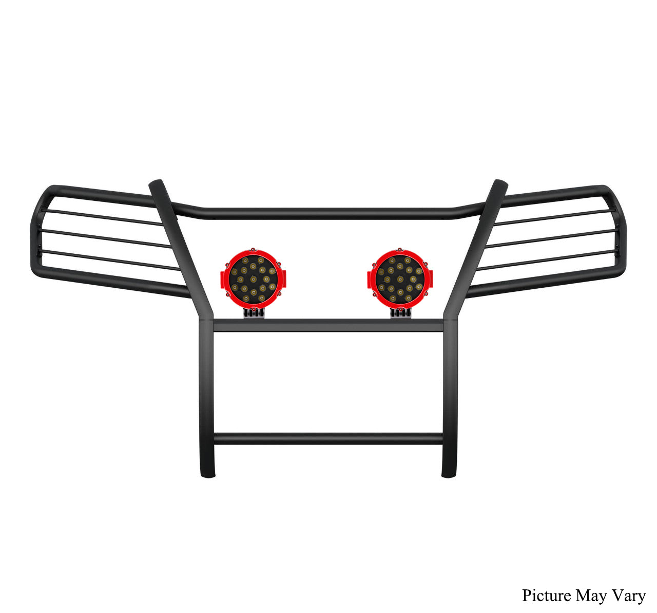 2016-2019 Honda Ridgeline Grille Guard Kit Modular Incl. pair of 7.0"Dia. LED Lights w/Red Trim Rings w/ Wiring Harness and Switch | Black Horse Off Road - Image 9
