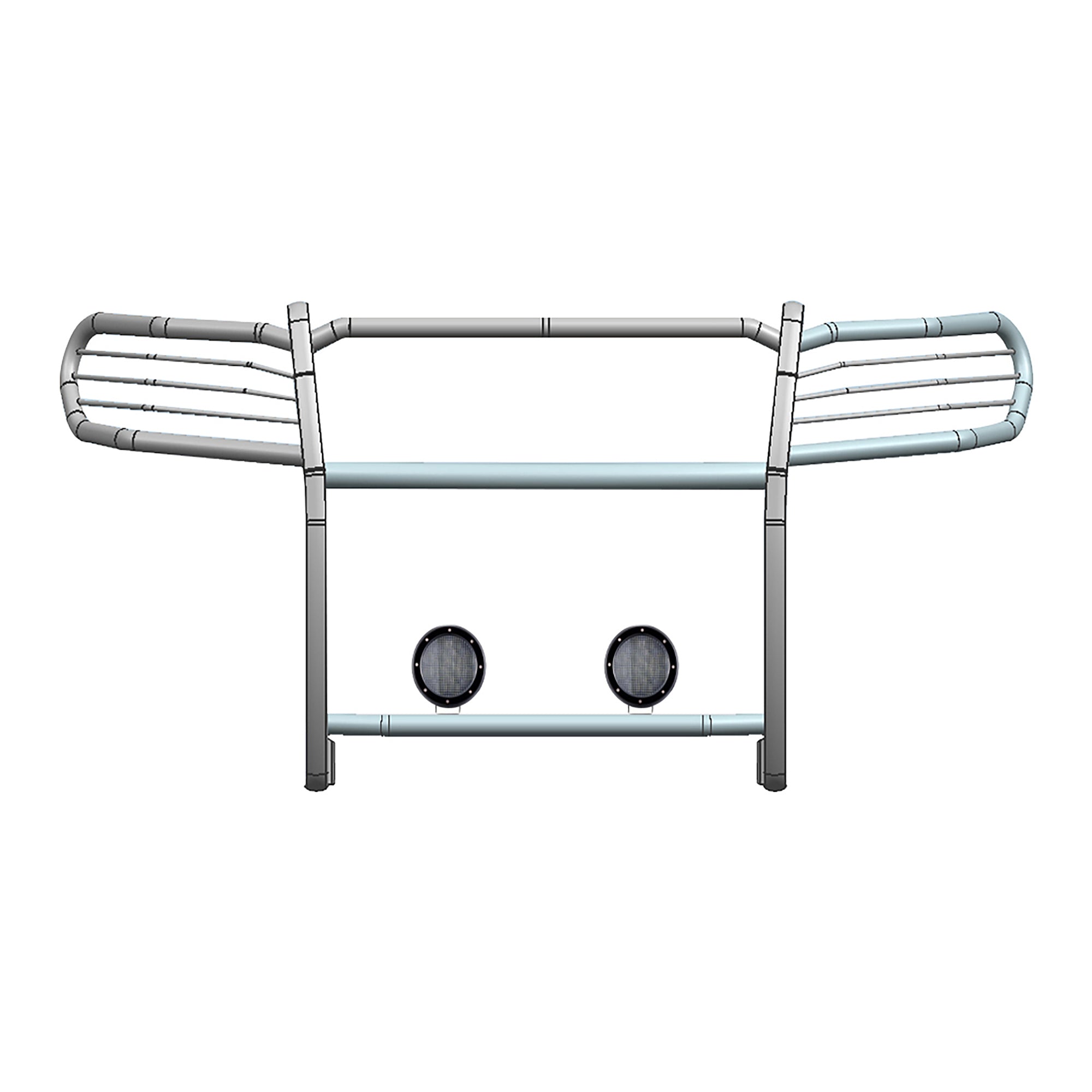 2021-2026 Jeep Grand Cherokee Grille Guard Kit Modular Pair of 5.3" Dia. LED Flood Lights w/ Black Trim Rings Wiring Harness and Switch | Black Horse Off Road - Image 1