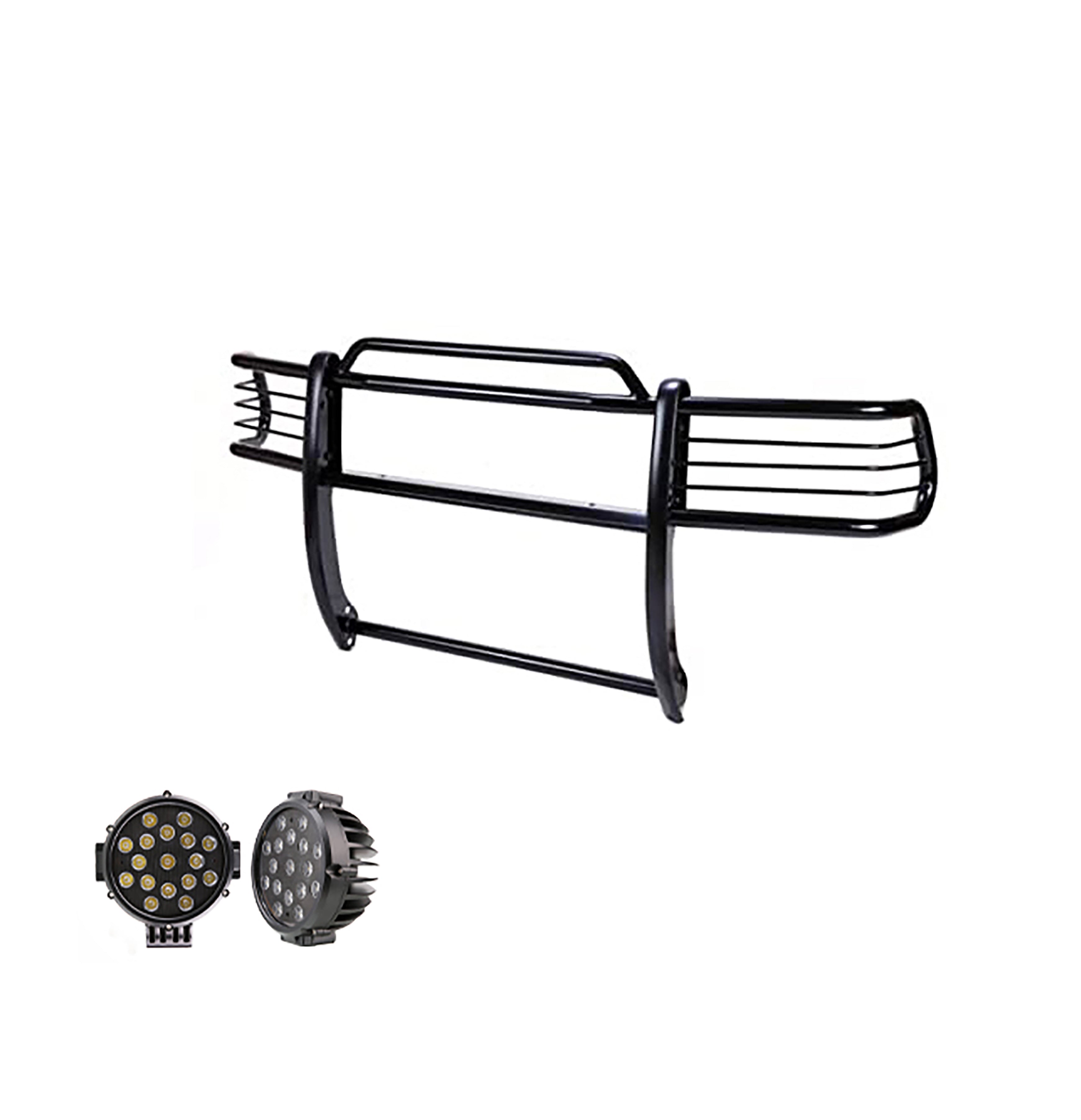 2004-2015 Nissan Titan Grille Guard Kit Modular Incl. pair of 7.0"Dia. LED Lights w/ Black Trim Rings w/ Wiring Harness and Switch | Black Horse Off Road - Image 7
