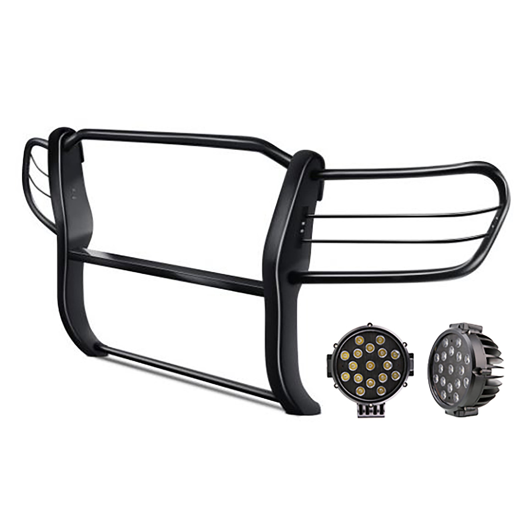 1998-2007 Toyota Land Cruiser Grille Guard Kit Modular Incl. pair of 7.0"Dia. LED Lights w/ Black Trim Rings w/ Wiring Harness and Switch | Black Horse Off Road - Image 1