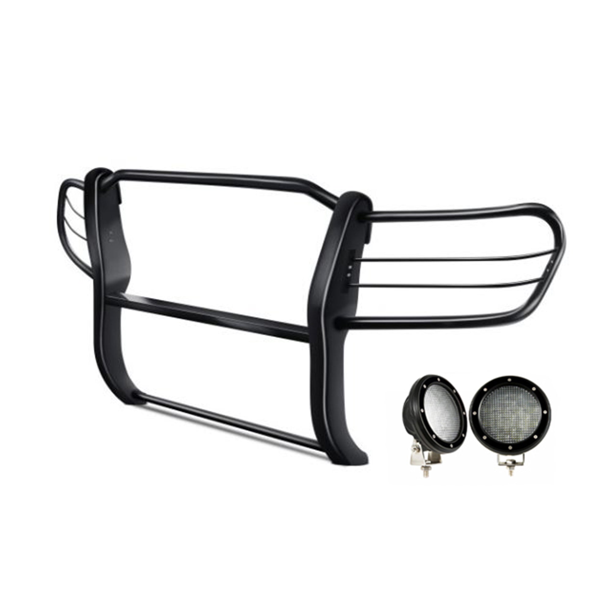 1998-2007 Toyota Land Cruiser Grille Guard Kit Modular Pair of 5.3" Dia. LED Flood Lights w/ Black Trim Rings Wiring Harness and Switch | Black Horse Off Road - Image 8