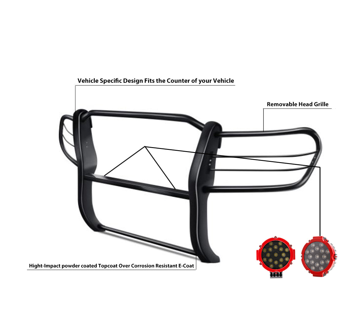 1998-2007 Toyota Land Cruiser Grille Guard Kit Modular Incl. pair of 7.0"Dia. LED Lights w/Red Trim Rings w/ Wiring Harness and Switch | Black Horse Off Road - Image 2